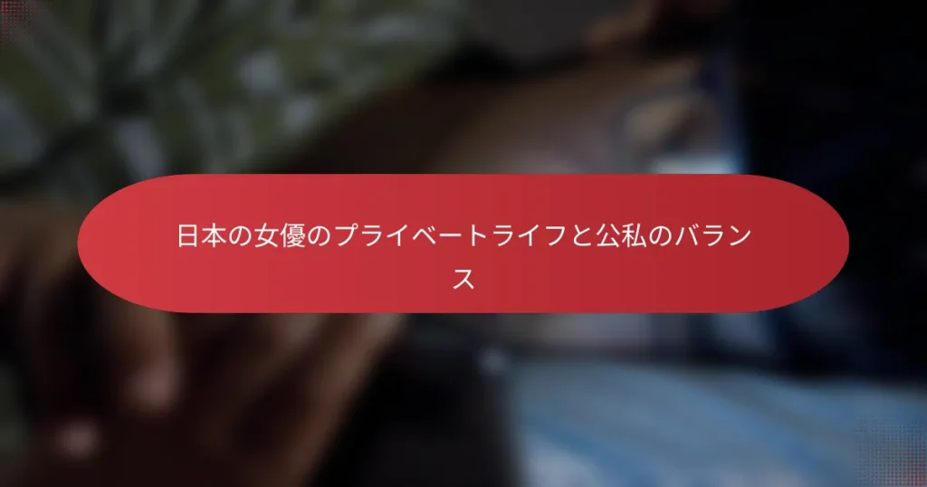日本の女優のプライベートライフと公私のバランス