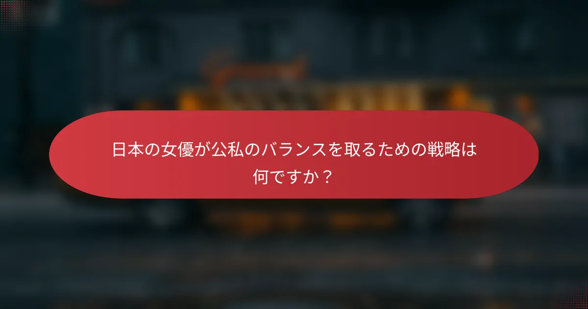 日本の女優が公私のバランスを取るための戦略は何ですか？